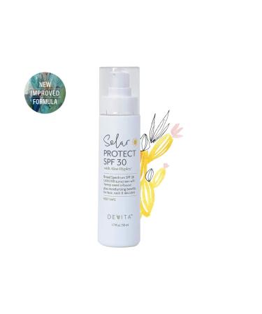 DeVita Solar Protect SPF30 Sunscreen for Face, Neck & Decollete - Vegan Age-Defying Moisturizer with Aloe-Hyplex - UVA/UVB Protection for Dry, Mature, Normal Skin - Buy Online on GoSupps.com