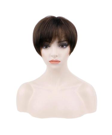 Buy Becus Short Pixie Cut Wig for Women - Heat Resistant Dark Brown Synthetic Hair with Bangs - Buy Online on GoSupps.com