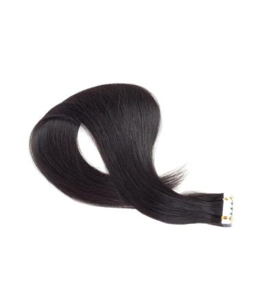 POPETPOP Real Hair Wig Straight Hair Extensions Tape in Hair Seamless Hair Extention Human Hair Wigs Invisible Hair Weaving medium Black