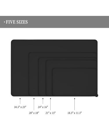 Reopet Silicone Feed Mats for Pets - Waterproof Dog & Cat Mats with Elevated Edges - 60x40 cm (1-Pack) - Coal Black - Buy Online on GoSupps.com