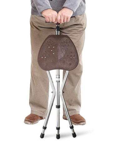 Walking Stick Chair Walking Cane with Seat Height Adjustable Crutch 3 Legs with Led Light Balancing Mobility Aid for Disability Elderly Anti-Slip Portable Elegant - Buy Online on GoSupps.com
