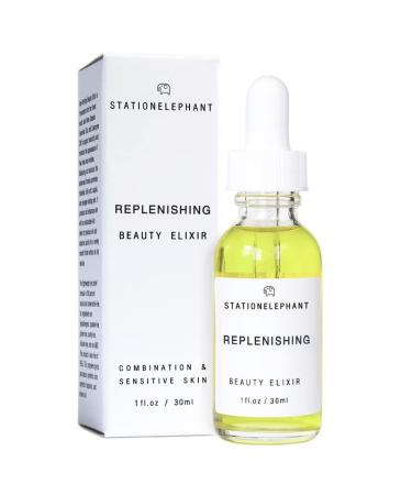 REPLENISHING BEAUTY ELIXIR | Virgin Organic Luxury Oils Blend | All Natural German Chamomile Moisturizer Serum Oil | Combination and Sensitive Skin Face Serum | Made in USA | Gift