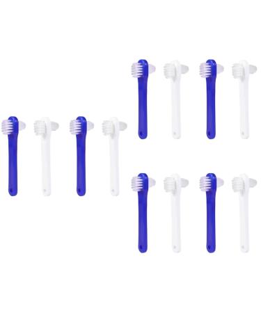 Healeved 12 Pcs Double Sided Toothbrush Denture Cleaning Brush False Toothbrush Denture Brush Manual