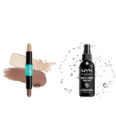 NYX PROFESSIONAL MAKEUP Wonder Stick Dual-Ended Stick Contour And Highlight Shape & Define & Makeup Setting Spray Long lasting 60 ML (Pack of 1) - MATTE FINISH