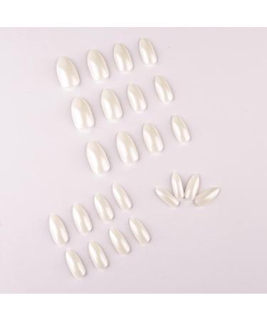 Almond White Chrome Press on Nails - 24PCS | Glossy Gel Finish | Reusable & Polish-Free | 12 Sizes | Canvalite - Buy Online on GoSupps.com