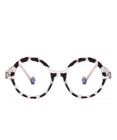 Aoolia round leopards glasses reading glasses Blue light filter for women men feather hinges glasses anti-fatigue glare-free UV reading help leopard 1.5 diopttria