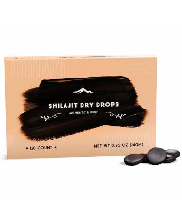 Shilajit Dry Drops - 120 Counts, Rich in Naturall Fulvic Acid, Original Siberian Shilajit, 100% Pure, Trace Minerals Complex 120 Count (Pack of 1)