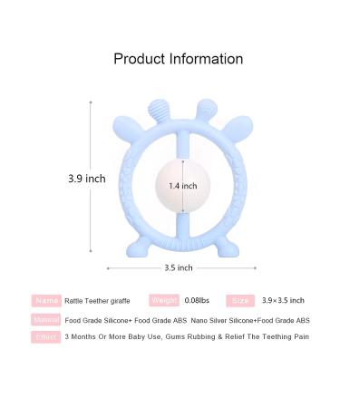 Silicone Baby Teething Toy with Rattle Bell | Deer Shape Teether for 3+ Months | Food-Grade Infant Chew Toy for Sucking Needs - Buy Online on GoSupps.com