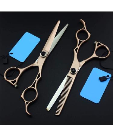 Salon Texturizing Scissors Bang Hair Scissor Professional Barber Hairdressing Scissors Kits Stainless Steel Hair Cutting Shears Set Home Shear Kit for Men Women Pet toothcut6inch (A 6inchset)