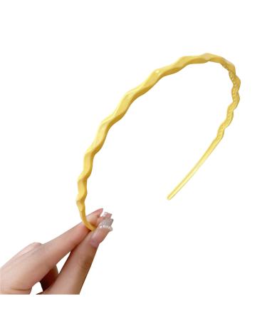 amangul Candygirl HeadBands for Girl Wavy HeadBand for Kid Thin Headband Slip Candy Color Headband Plastic Hair Hoop(Yellow)