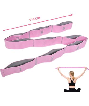 Elastic Yoga Belt - 9 Loop Stretch Band for Yoga Pilates & Strength Training - Fitness Flexibility Tool - Pink - Buy Online on GoSupps.com