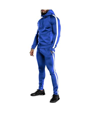 Hanxiulin men's training suits long jogging suit men polyester suit sweatshirt men joggingsuit made of cotton pants sweatshirt sport suit blue xxl