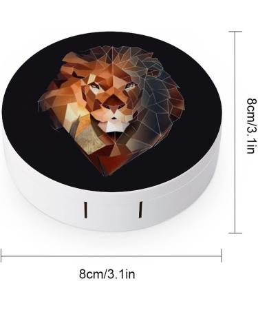 Abstract Lion Head Round Storage Case - Cute Portable Contact Lens Box Kit with Mirror - Ideal for Travel & Organization - Buy Online on GoSupps.com