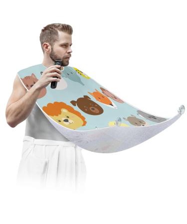 Beard Bib Apron Beard Bib Hair Catcher for Men Shaving and Trimming Non-Stick Waterproof Beard Cape Grooming Cloth Animals Head