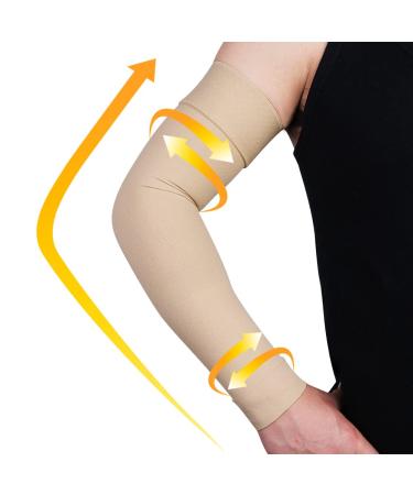 CASMON Lymphedema Compression Arm Sleeve For Men Women (Single)  20-30 mmHg Full Arm Support with Silicone Band  Medical Arm Brace for Recovery  Tendonitis  Relieves Pain  Sports Protection X-Large Beige
