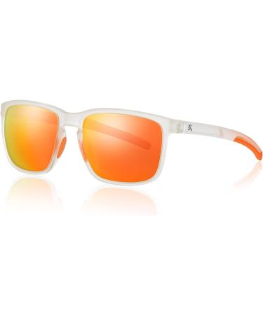 Extremus Fitz Roy Polarized Sunglasses - Matt Clear Frame | Mirrored Orange Lens - Ideal for Driving, Fishing, Outdoors - Men and Women - Buy Online on GoSupps.com