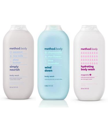 Method Body Wash Variety Pack - 3 Scents - Simply Nourish Wind Down And Magnolia - 18 Fl Oz Each (Variety Pack) - Buy Online on GoSupps.com
