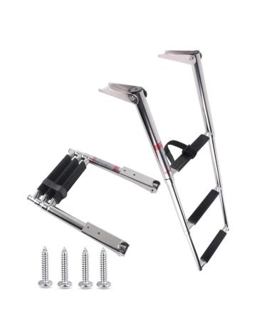 3 Step Stainless Steel Telescoping Boat Ladder Swim Step, 900 Pound Capacity for Marine Yacht