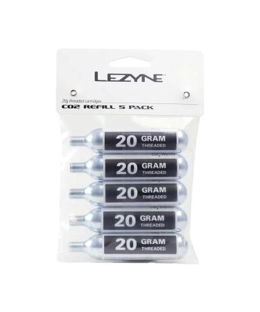 LEZYNE 20g Threaded CO2 Bicycle Tire Inflation Cartridges - 5-Pack