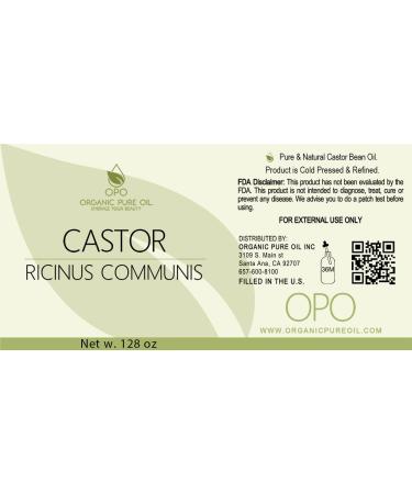 100% Pure Castor Oil - Cold Pressed Vegan Non-GMO - 128 oz Bulk for Hair Nails Eyelashes & More - Premium Grade A Organic Wholesale - Buy Online on GoSupps.com