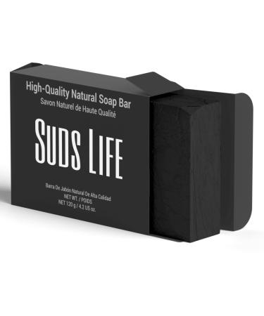Suds Life Charcoal All Natural Soap for Men - Detoxifying and Purifying Natural Soap Bar 4.2 ounces