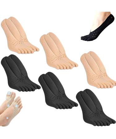 Projoint Antibunions Health Sock Toe Socks Women Five Finger Socks Anti Bunions Health Sock Anti Slip Socks For Bunions Small Homingusto HealthSock (black+skin)