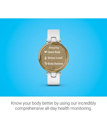 Garmin Lily Small Smartwatch - Touchscreen, Patterned Lens - Light Gold/White Leather Band - Buy Online on GoSupps.com