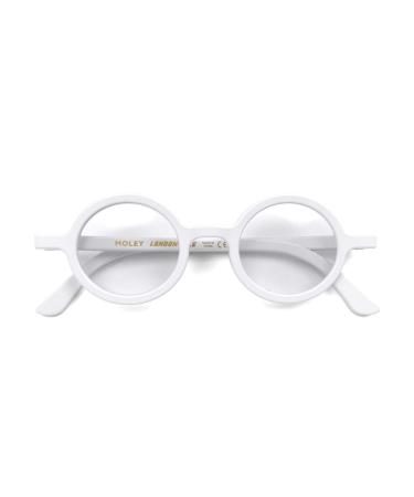 LONDON MOLE Eyewear | Moley Reading Glasses | Round Glasses | Cool Readers | Stylish Reading Glasses | Men's Women's Unisex | Spring Hinges White 2.0 x