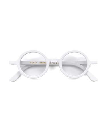 LONDON MOLE Eyewear | Moley Reading Glasses | Round Glasses | Cool Readers | Stylish Reading Glasses | Men's Women's Unisex | Spring Hinges White 3.0 x