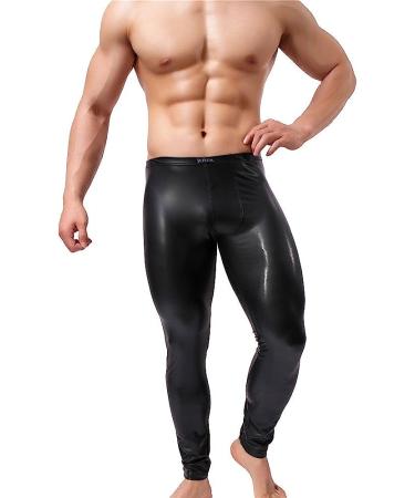 YUFEIDA Men's Faux Leather Tight Pants PVC Leggings Long Trousers - Black XX-Large - Buy Online on GoSupps.com