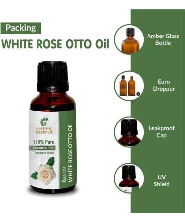 White Rose Otto Oil 15 ML | 100% Pure Natural Rosa Alba Essential Oil | Therapeutic Grade Uncut | International Shipping Available - Buy Online on GoSupps.com