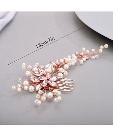 Chargances Bride Wedding Crystal Pearl Hair Comb Red Rhinestone Flower Hair Vine Comb Fashion Handmade Headpiece Bridal Hair Accessories for Wedding Prom Flower Girl (Red) - Buy Online on GoSupps.com