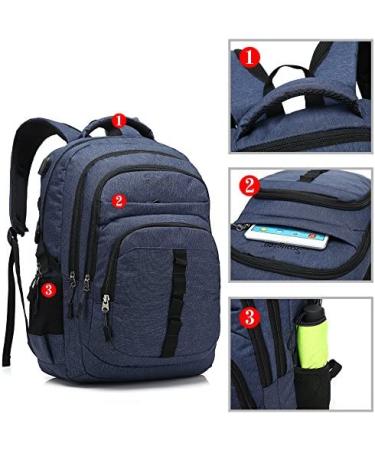 SCARLETON Multi Pocket Water Resistant Laptop Backpack - Navy Blue | Unisex School Bag with Headphone & USB Port | H203419 - Buy Online on GoSupps.com