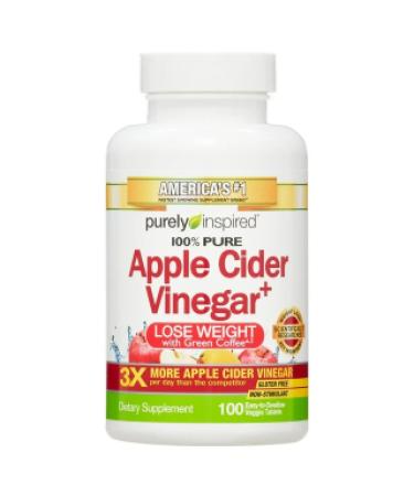 Purely Inspired Apple Cider Vinegar+ | 100 Easy-Swallow Veggie Tablets for Digestive Health - Buy Online on GoSupps.com