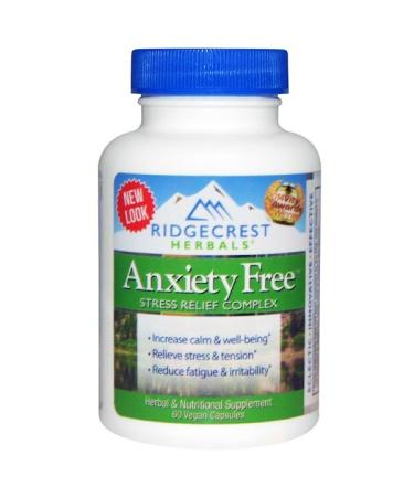 RidgeCrest Herbals Anxiety Free Stress Relief Complex 60 Vegan Caps