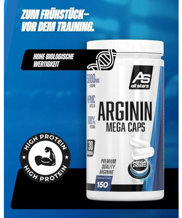 All Stars Arginine Mega Caps - 1395 mg Capsules | 150 Count - Boost Performance & Recovery | International Shipping - Buy Online on GoSupps.com