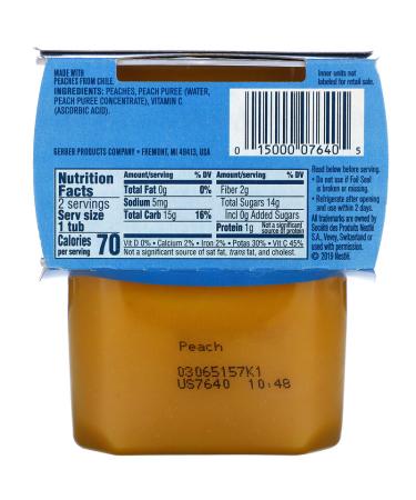 Gerber Peach 2nd Foods 4 oz - Organic Baby Food 2 Pack, Healthy Snacks - Buy Online on GoSupps.com