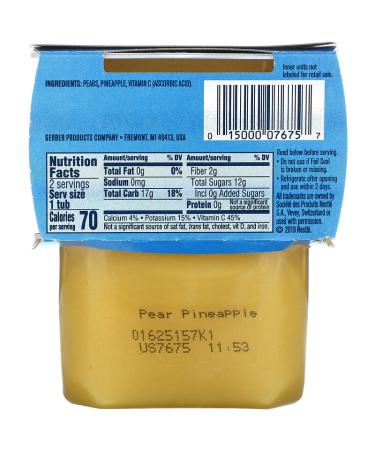 Gerber Pear Pineapple 2nd Foods - 2 Pack, 4 oz Baby Food | Nutritious & Delicious - Buy Online on GoSupps.com
