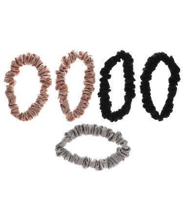 Giovanni Slim Satin Hair Scrunchies - Blush, Black & Gray - Set of 5 - Buy Online on GoSupps.com