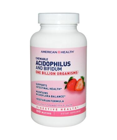 American Health Chewable Acidophilus And Bifidum Natural Strawberry Flavor 100 Wafers
