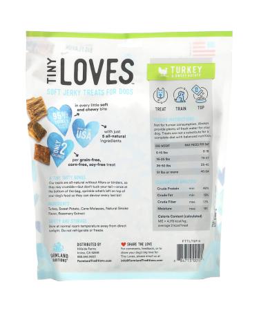 Farmland Traditions Tiny Loves Turkey & Sweet Potato Dog Treats â€“ 16 oz Soft Jerky - Buy Online on GoSupps.com