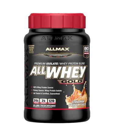 ALLMAX Nutrition AllWhey Gold 100% Whey Protein + Premium Whey Protein Isolate Cinnamon French Toast 2 lbs (907 g)