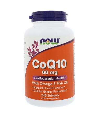 Now Foods CoQ10 with Omega-3 Fish Oil 60 mg 240 Softgels