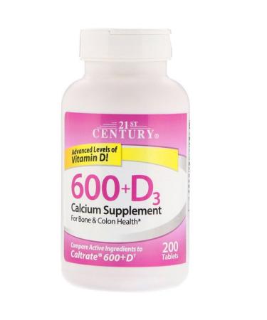 21st Century 600+D3 Calcium Supplement 200 Tablets