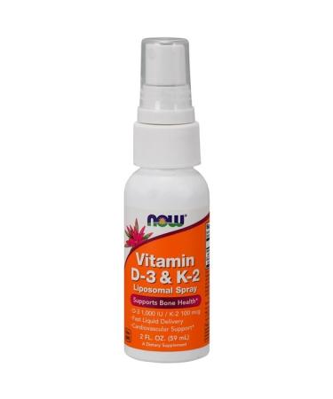 Now Foods Vitamin D-3 & K-2 Liposomal Spray D-3 1000 IU / K-2 100 mcg 2 fl oz (59 ml)