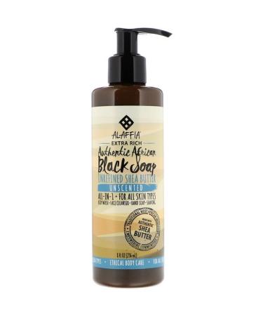 Alaffia Authentic African Black Soap Extra Rich Unscented 8 fl oz (236 ml)