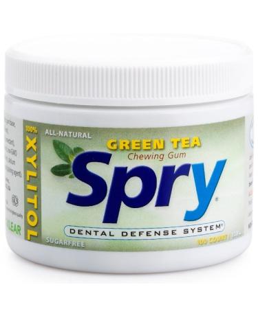 Xlear Spry Chewing Gum Green Tea Sugar-Free 100 Count (108 g)