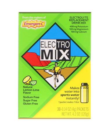Emergen-C Electro Mix Electrolyte Replacement Drink Mix Natural Lemon-Lime 30 Packets 0.14 oz (4 g) Each