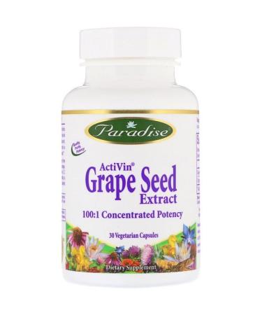 Paradise Herbs ActiVin Grape Seed Extract 30 Vegetarian Capsules