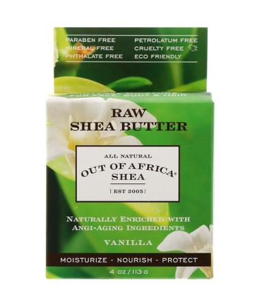 Out of Africa Raw Shea Butter  Intense Moisture for Face Body & Hair Vanilla 4 oz (113 g)